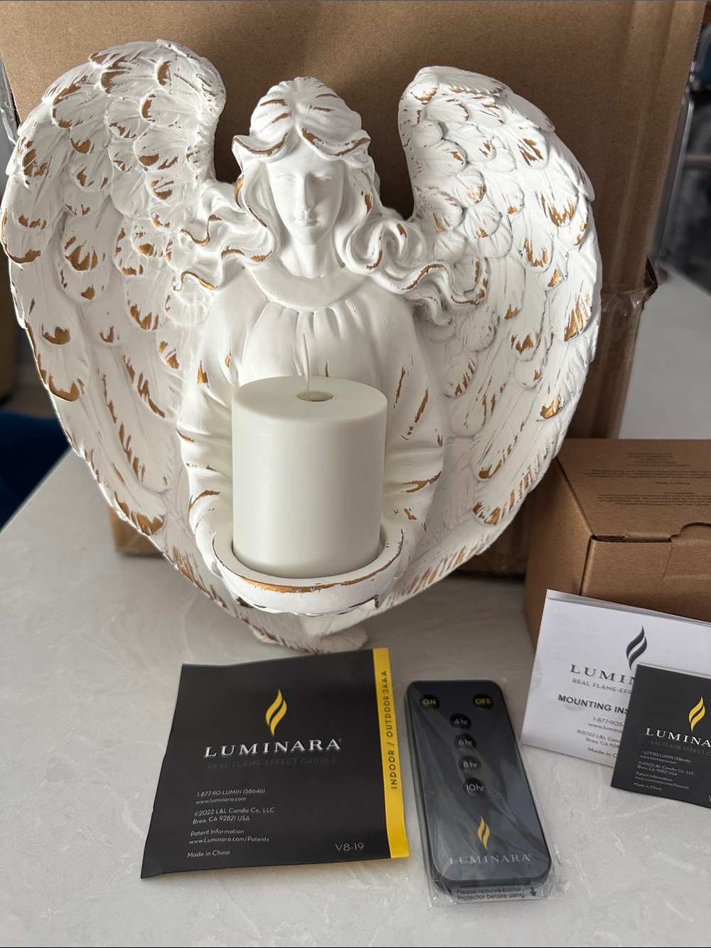 NWT Luminara Angel Flameless Candle Wall Sconce W/Remote